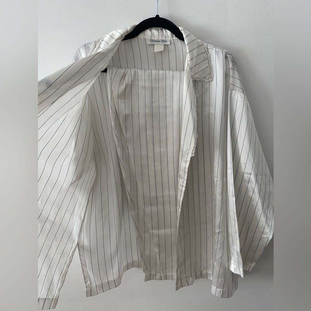CHRISTIAN DIOR Oversized Pinstripe Silk Pajamas